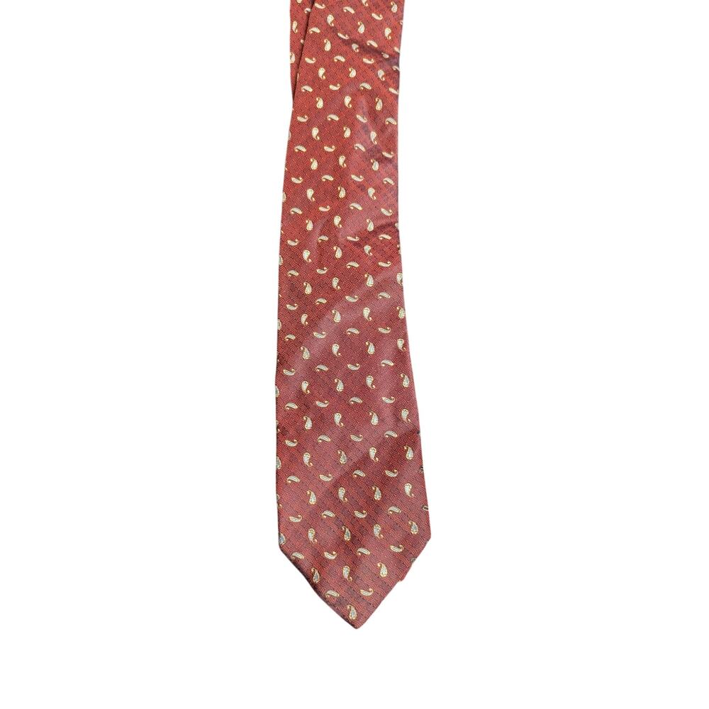 Burberry London Silk Necktie Brown Paisley‎ Pattern Business Formal Wear